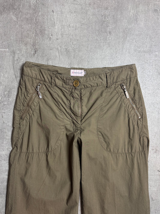 Moncler Khaki Low Waist Cotton Wide Leg Cargos
