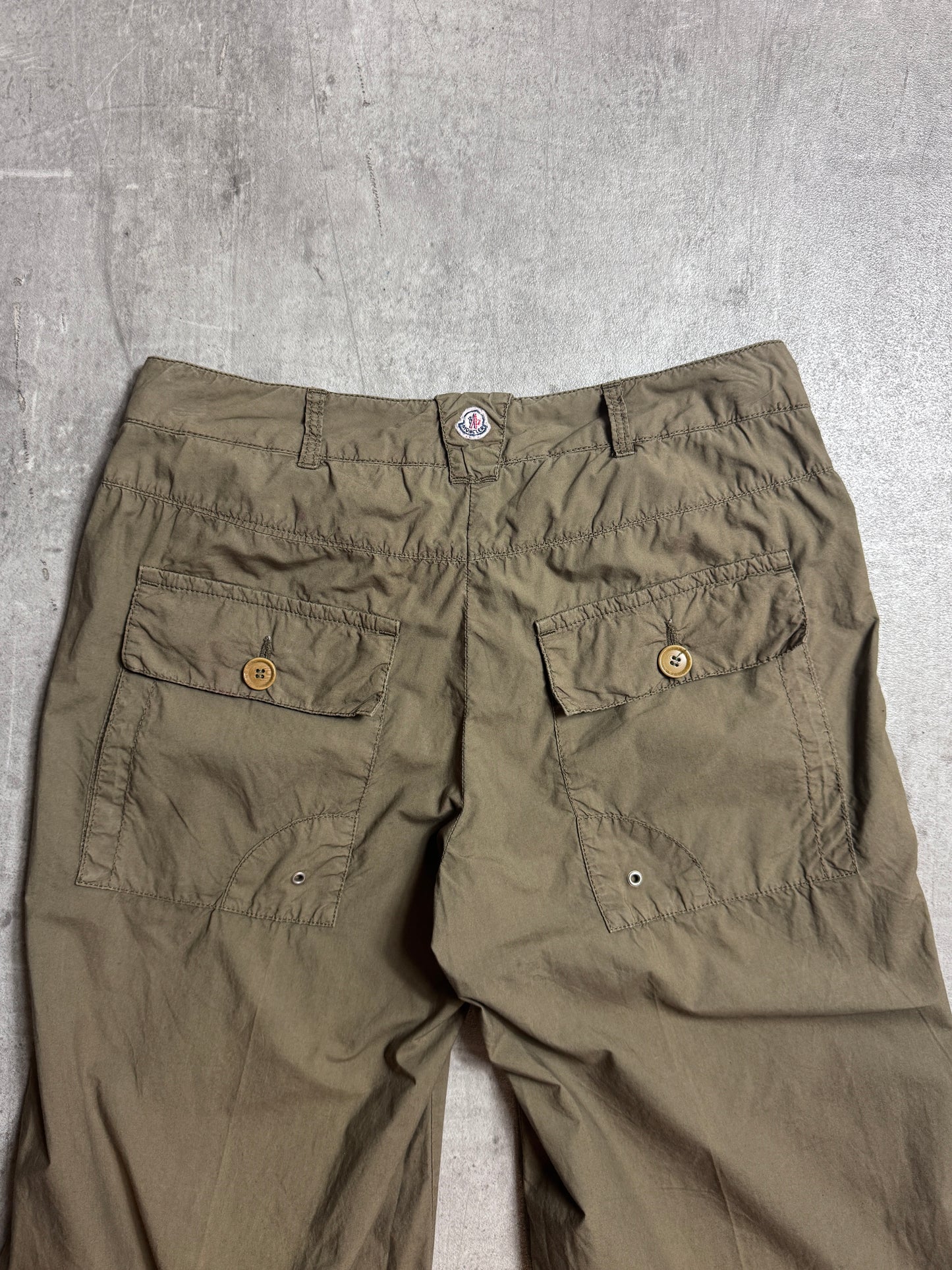 Moncler Khaki Low Waist Cotton Wide Leg Cargos