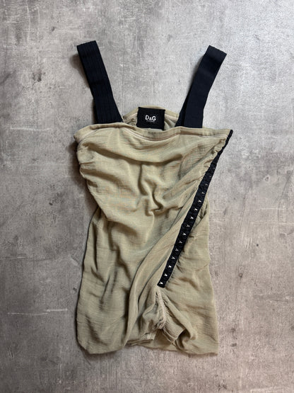 D&G Sage Green Draped Cotton Hook Fasten Tank Top