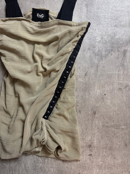 D&G Sage Green Draped Cotton Hook Fasten Tank Top