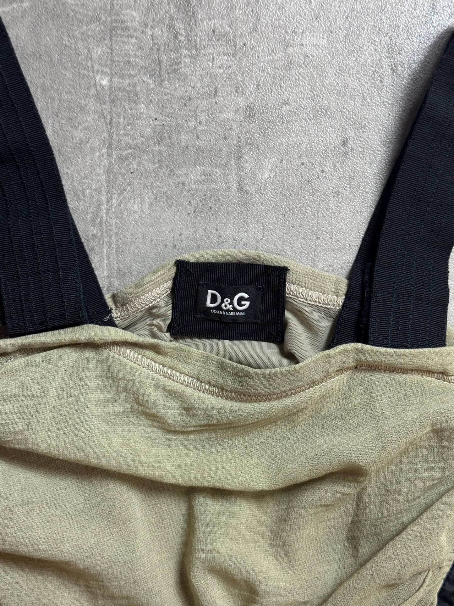 D&G Sage Green Draped Cotton Hook Fasten Tank Top
