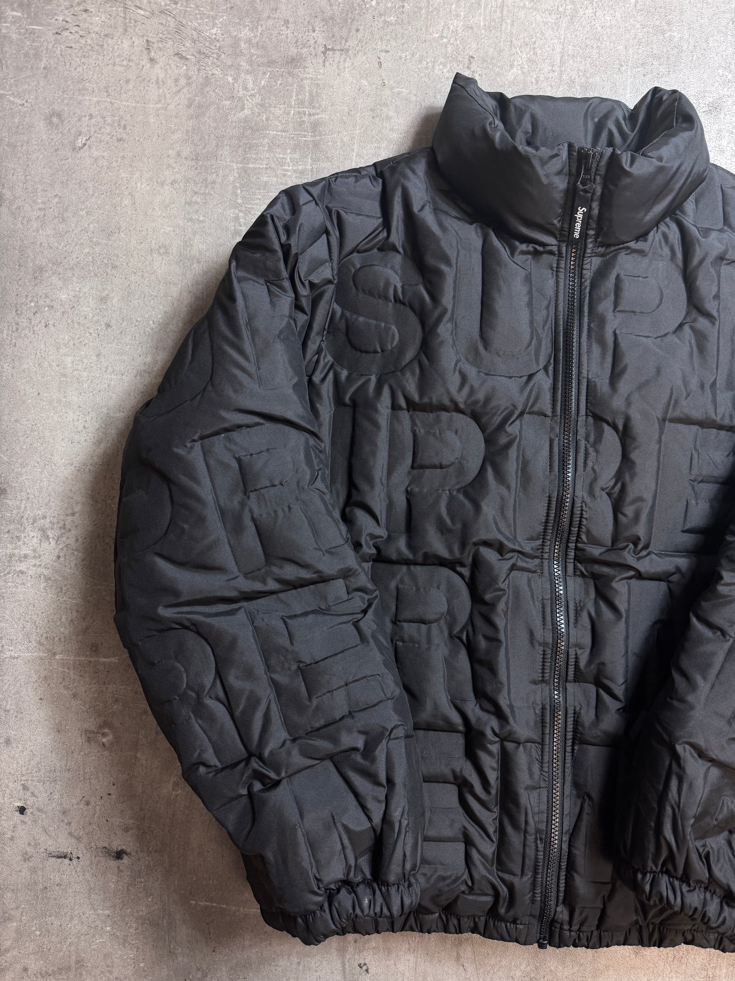 S/S 19' Supreme Bonded Logo Down Black Nylon Puffer Jacket