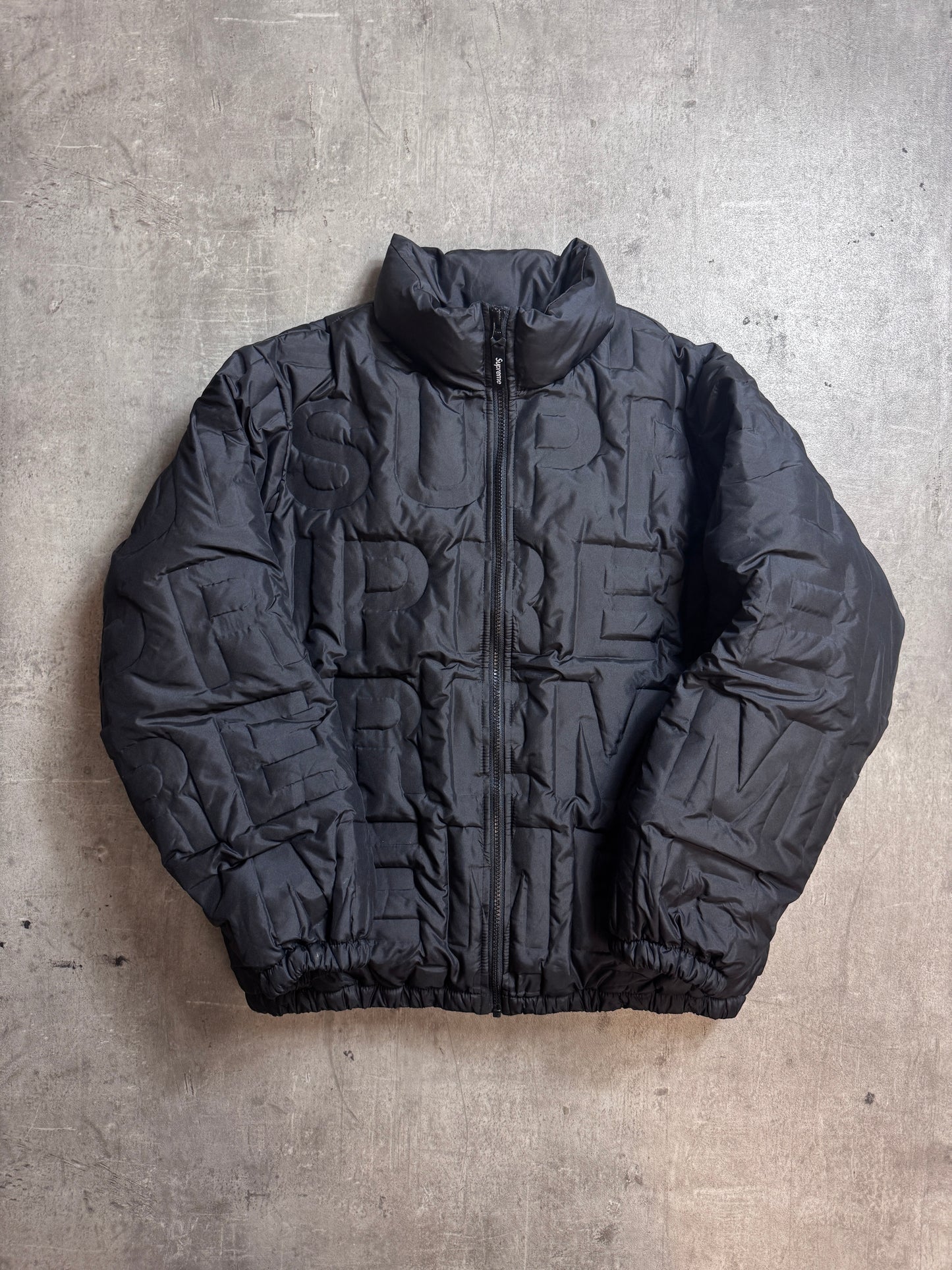 S/S 19' Supreme Bonded Logo Down Black Nylon Puffer Jacket