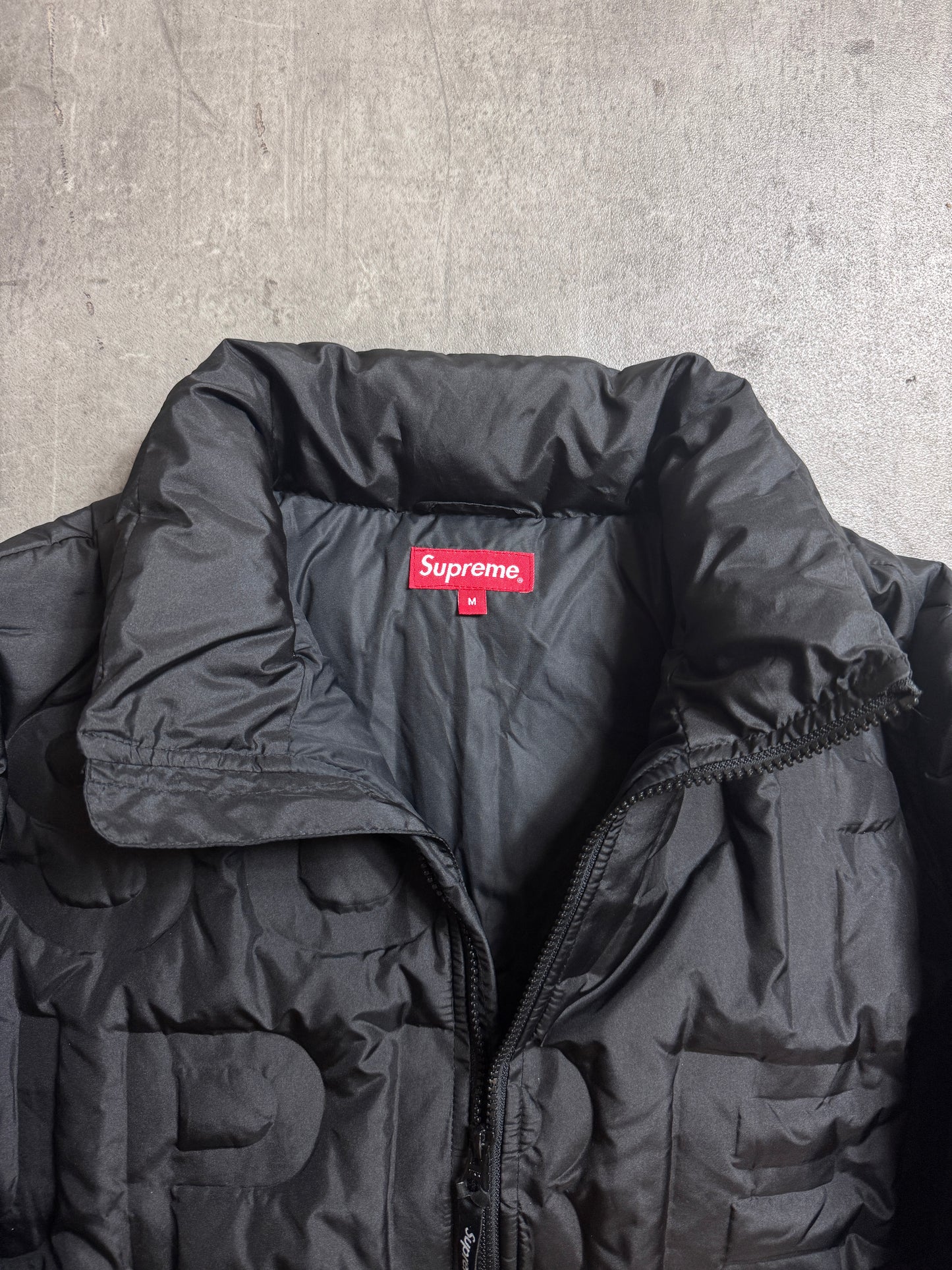 S/S 19' Supreme Bonded Logo Down Black Nylon Puffer Jacket