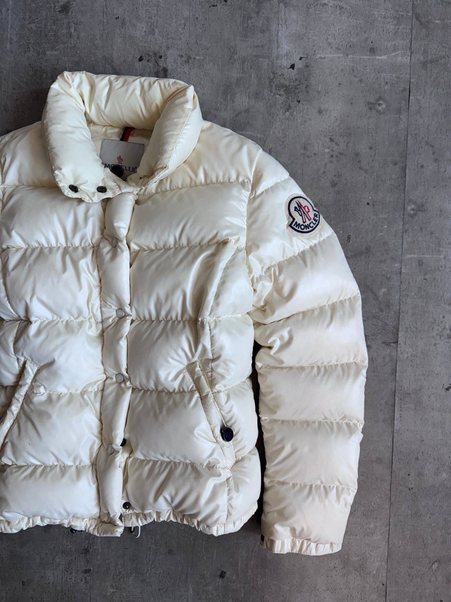 Moncler Ivory Pearlescent Down Puffer Jacket