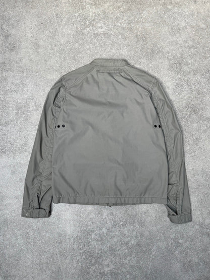 2003 Prada Grey Grommet Detail Nylon Biker Jacket