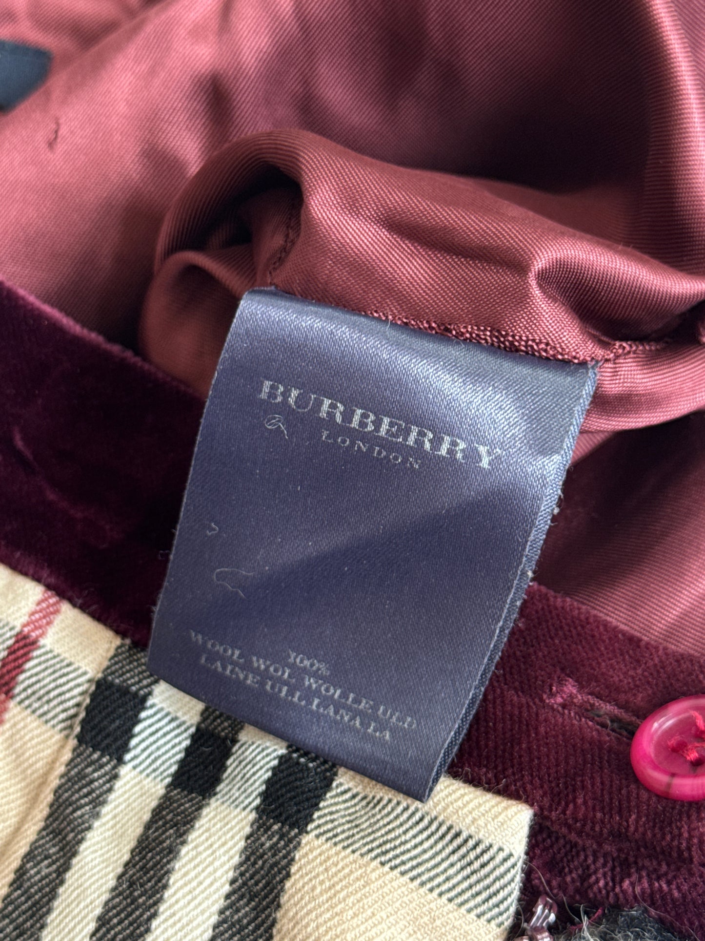 Burberry Patchwork Nova Check Wool Textured Midi Skirt