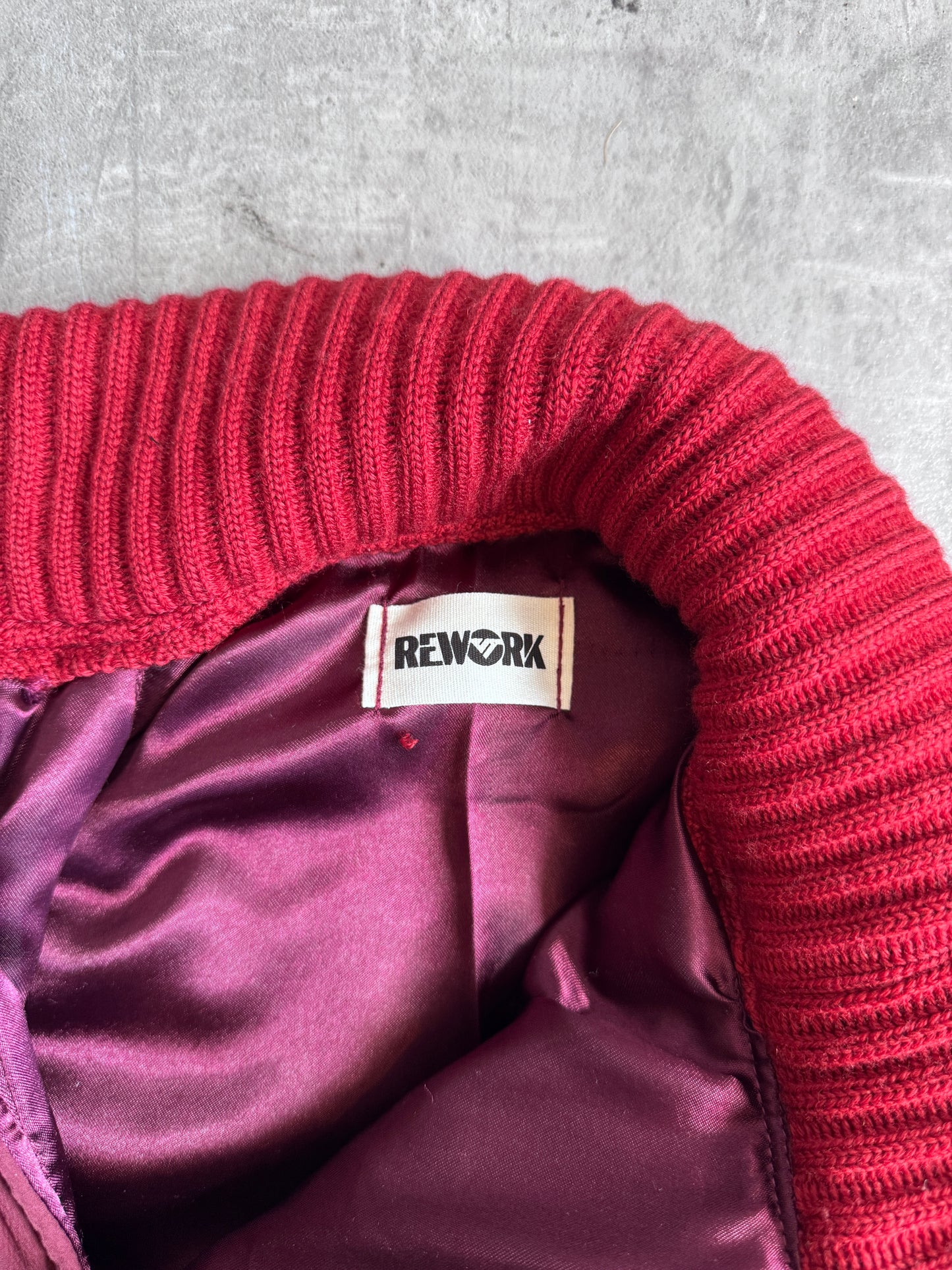 VT Rework: Arsenal Rib Knit Detail Asymmetric Cropped Bomber