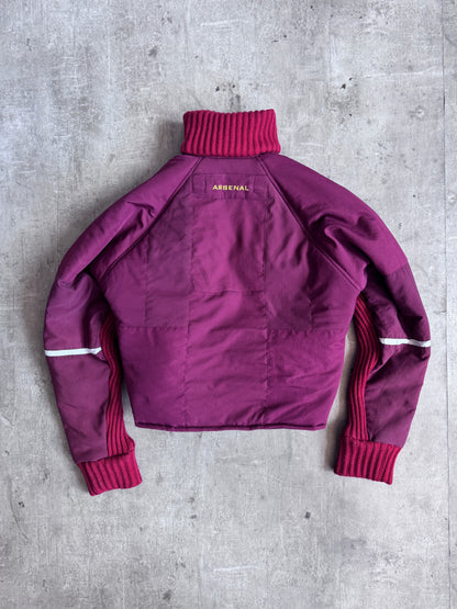 VT Rework: Arsenal Rib Knit Detail Asymmetric Cropped Bomber