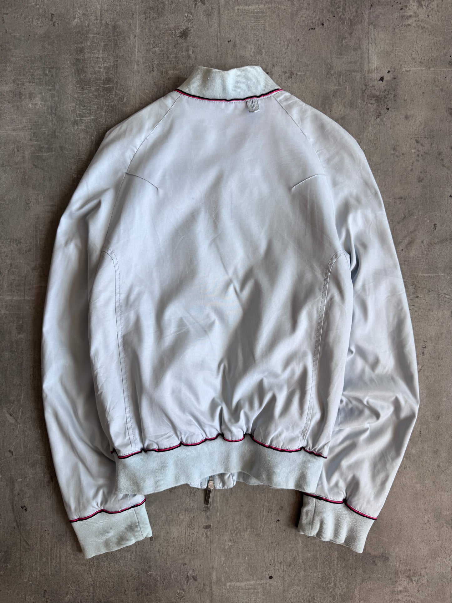 Versace Sport Light Blue Dual Zipper Red Stripe Detailed Bomber Jacket