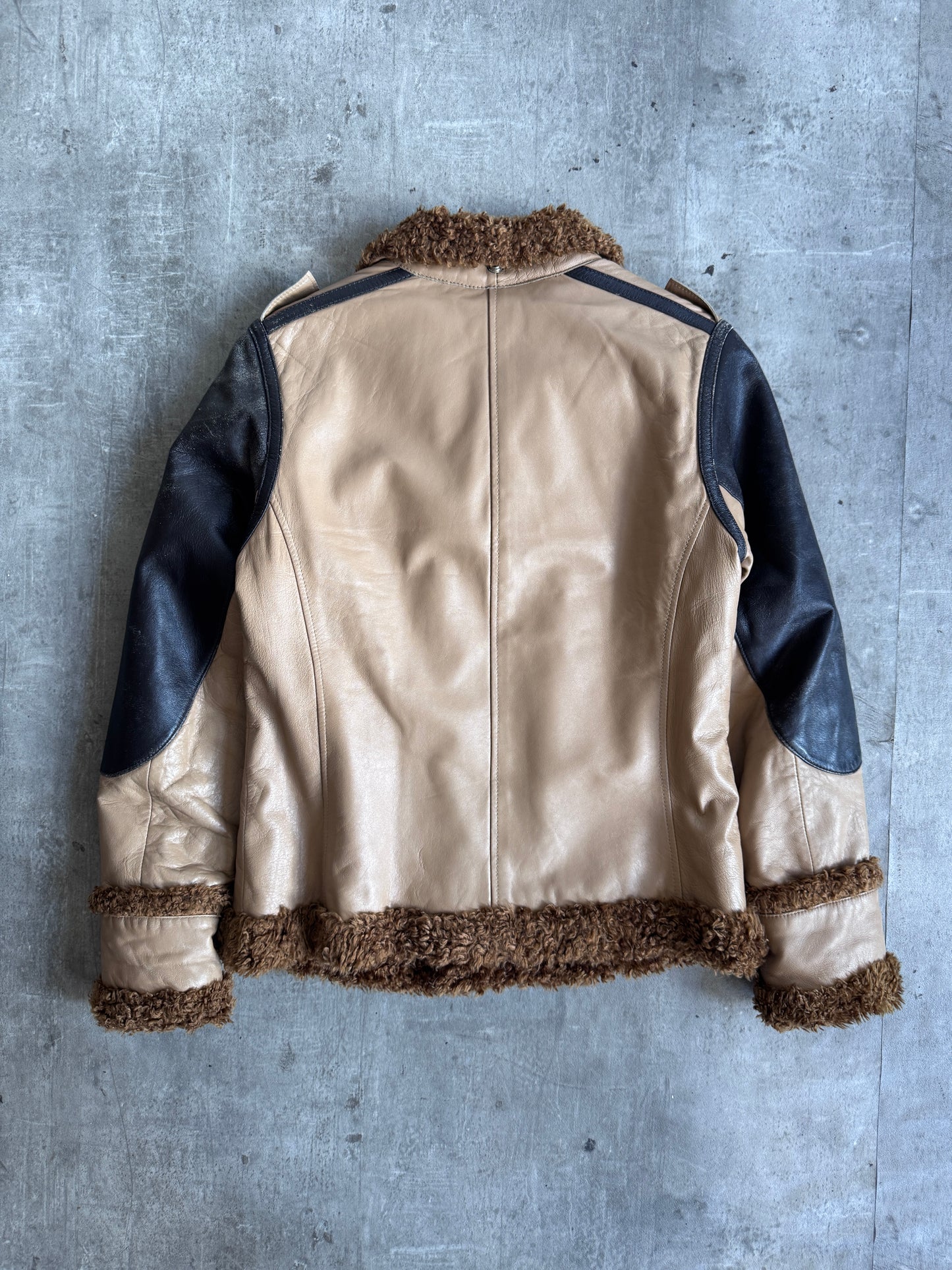 Avirex B-15 Style Boa Collar Trim Shearling Flight Jacket