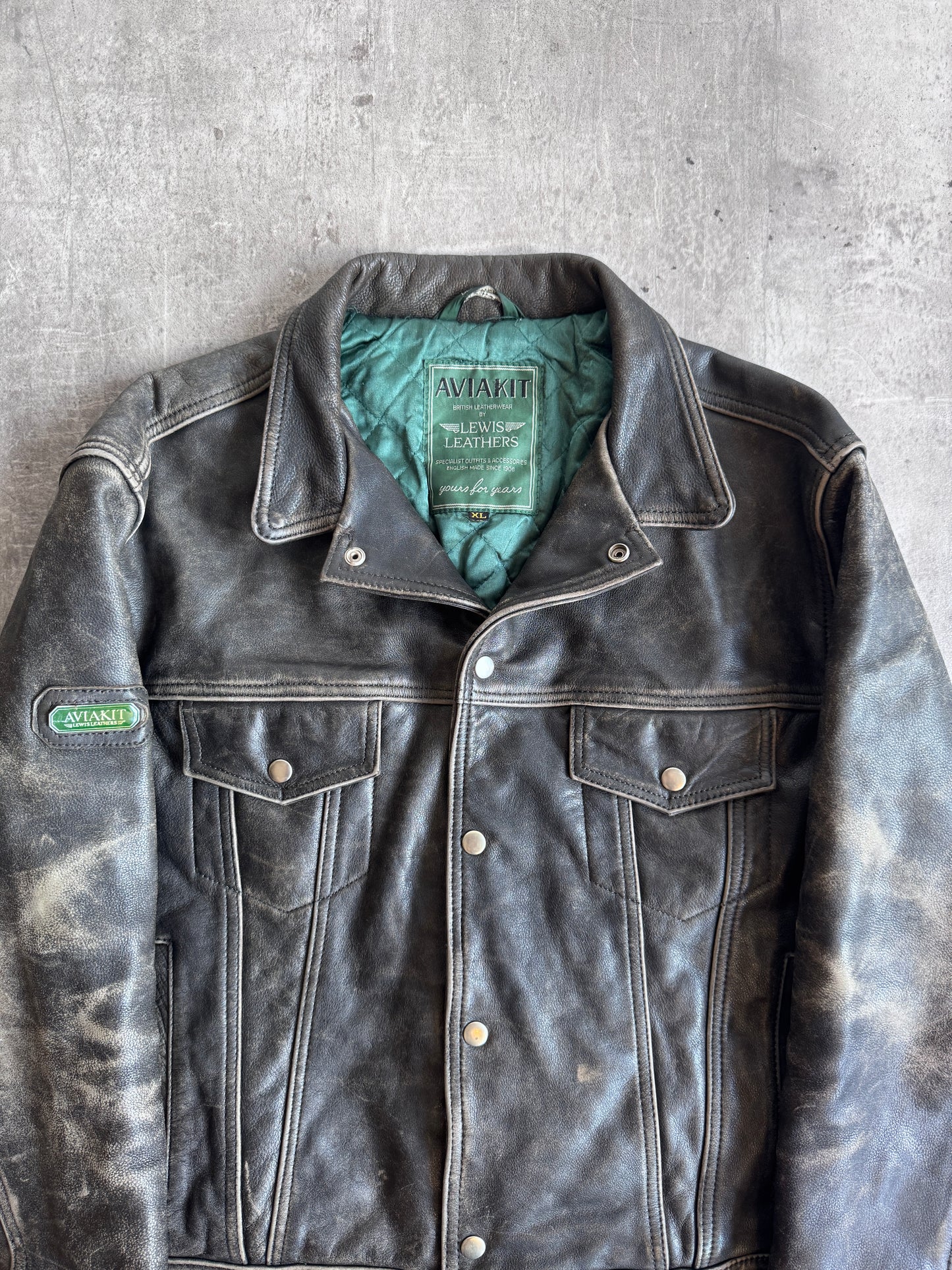 Lewis Leathers Aviakit Distressed Brown Trucker Jacket
