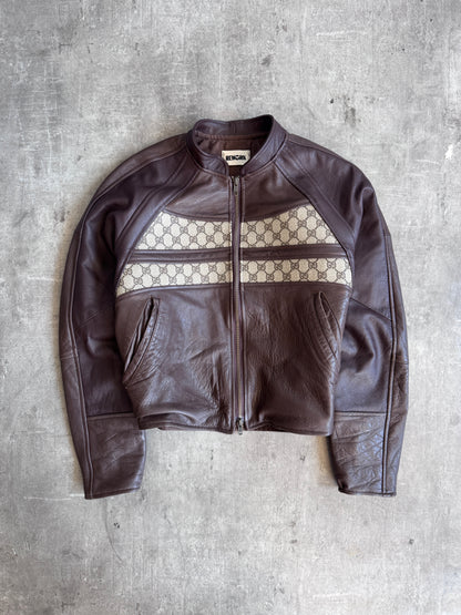 VT Rework: Gucci GG Monogram Brown Leather Cropped Jacket