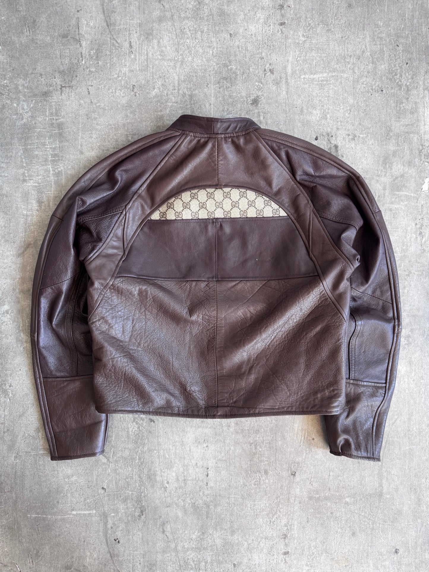VT Rework: Gucci GG Monogram Brown Leather Cropped Jacket