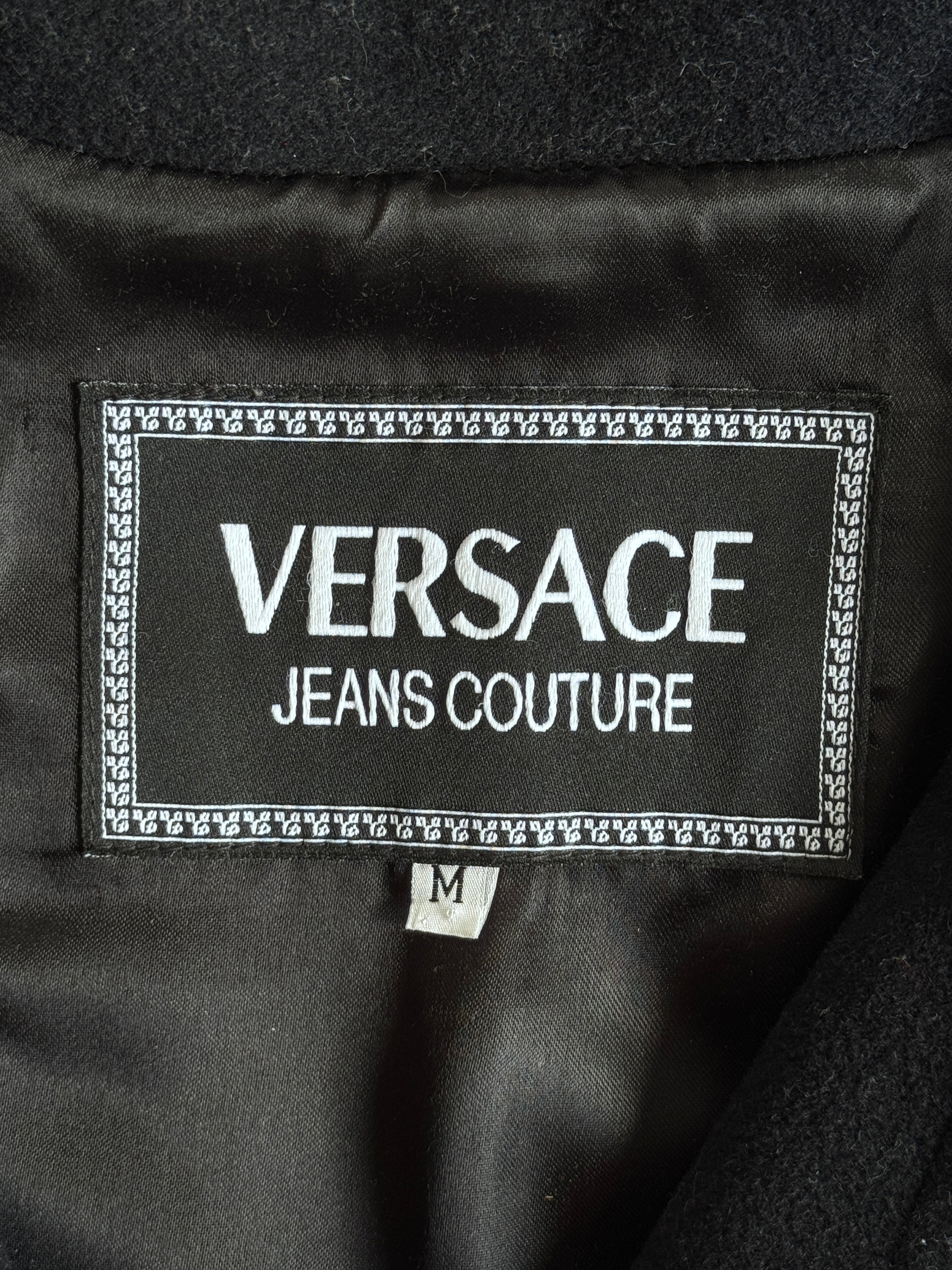Versace Versus Black Wool Blend Logo Toggle Duffle Coat – Vintage