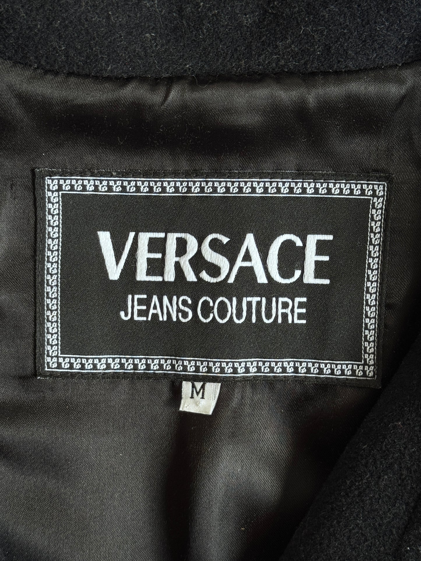 Versace Versus Black Wool Blend Logo Toggle Duffle Coat