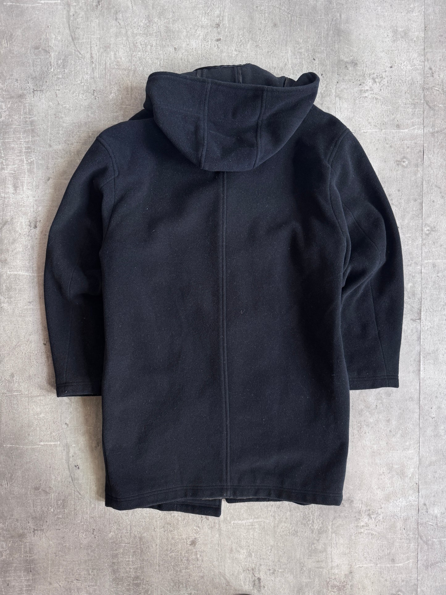 Versace Versus Black Wool Blend Logo Toggle Duffle Coat