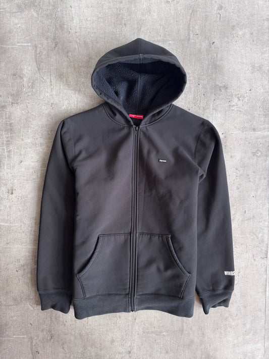 Supreme Windstopper Black Nylon Fleece Lined Full Zip Hoodie