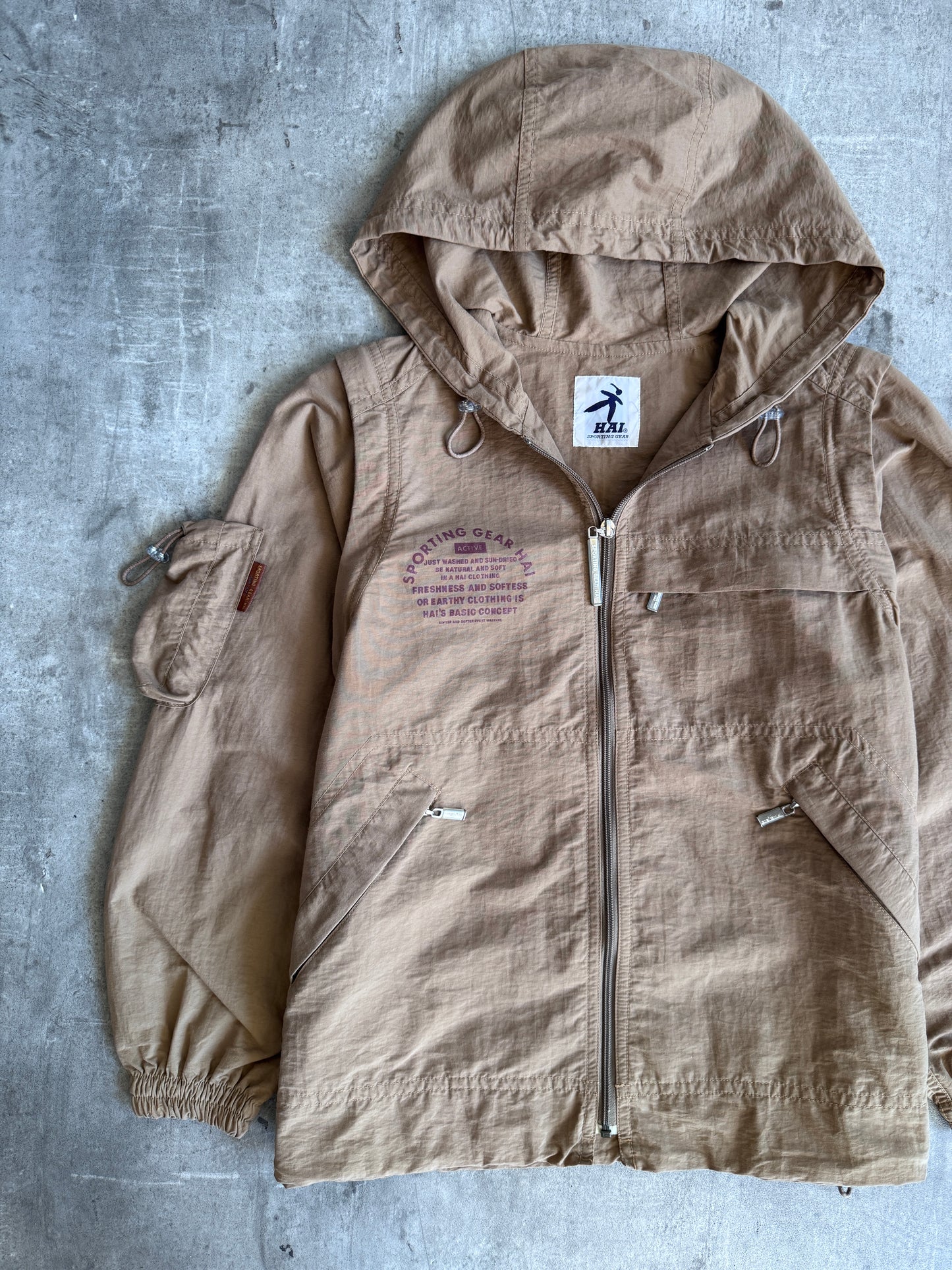 Issey Miyake Hai Sporting Gear Brown Modular Tech Jacket