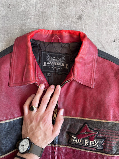 2000's Avirex 'Ice Tiger' Colourblock Leather Varsity Jacket