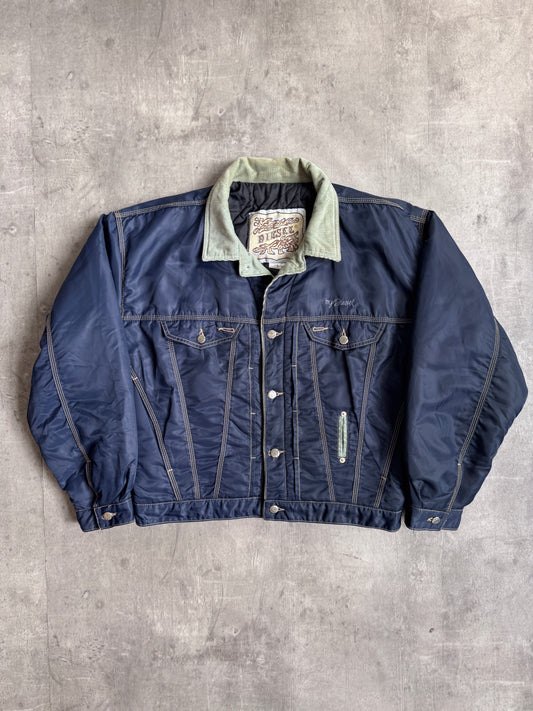 1990s Diesel Padded Nylon Navy Trucker Jacket