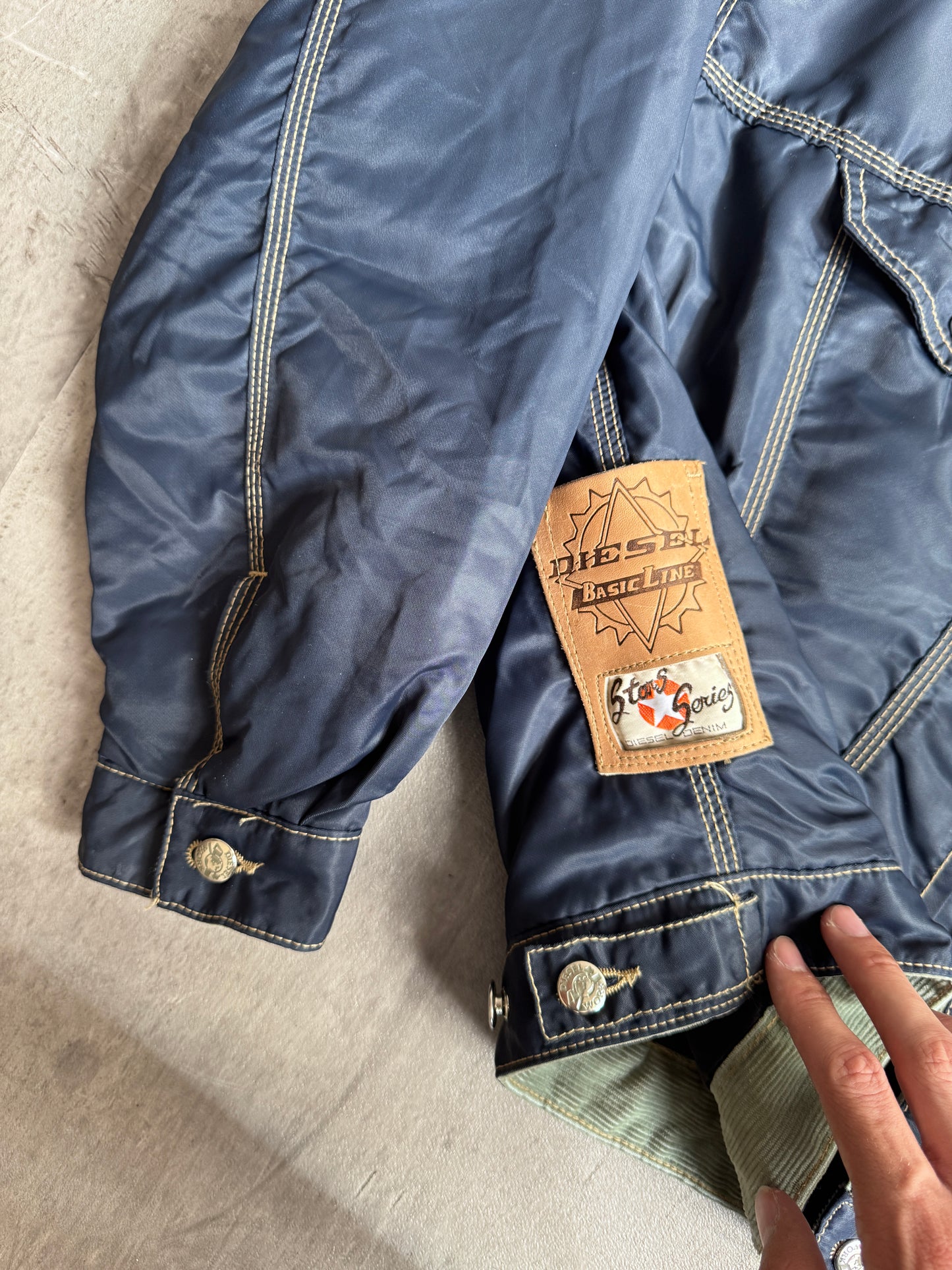 1990s Diesel Padded Nylon Navy Trucker Jacket