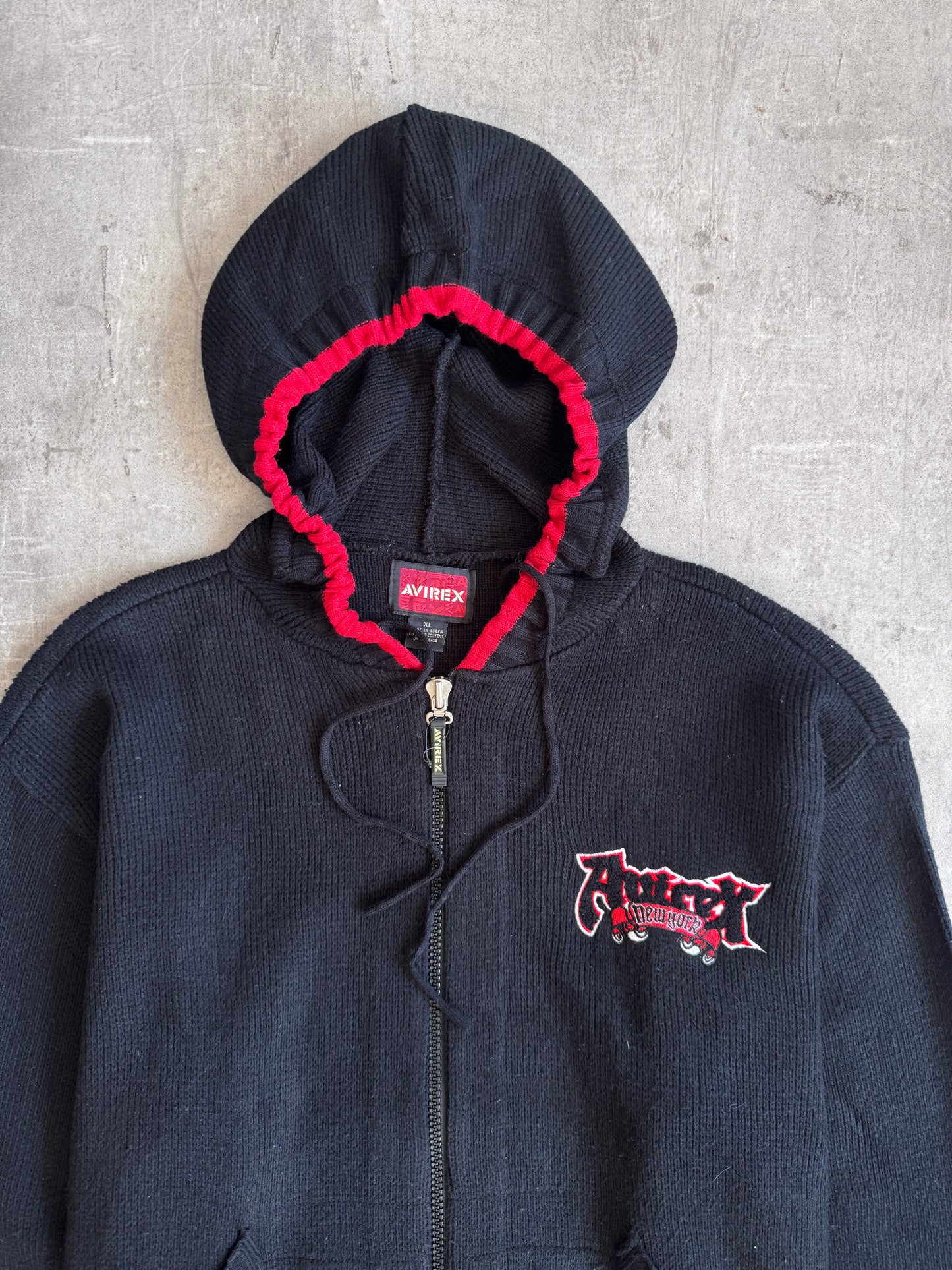 2000's Avirex Jaquard Graphic Chunky Knit Cardigan