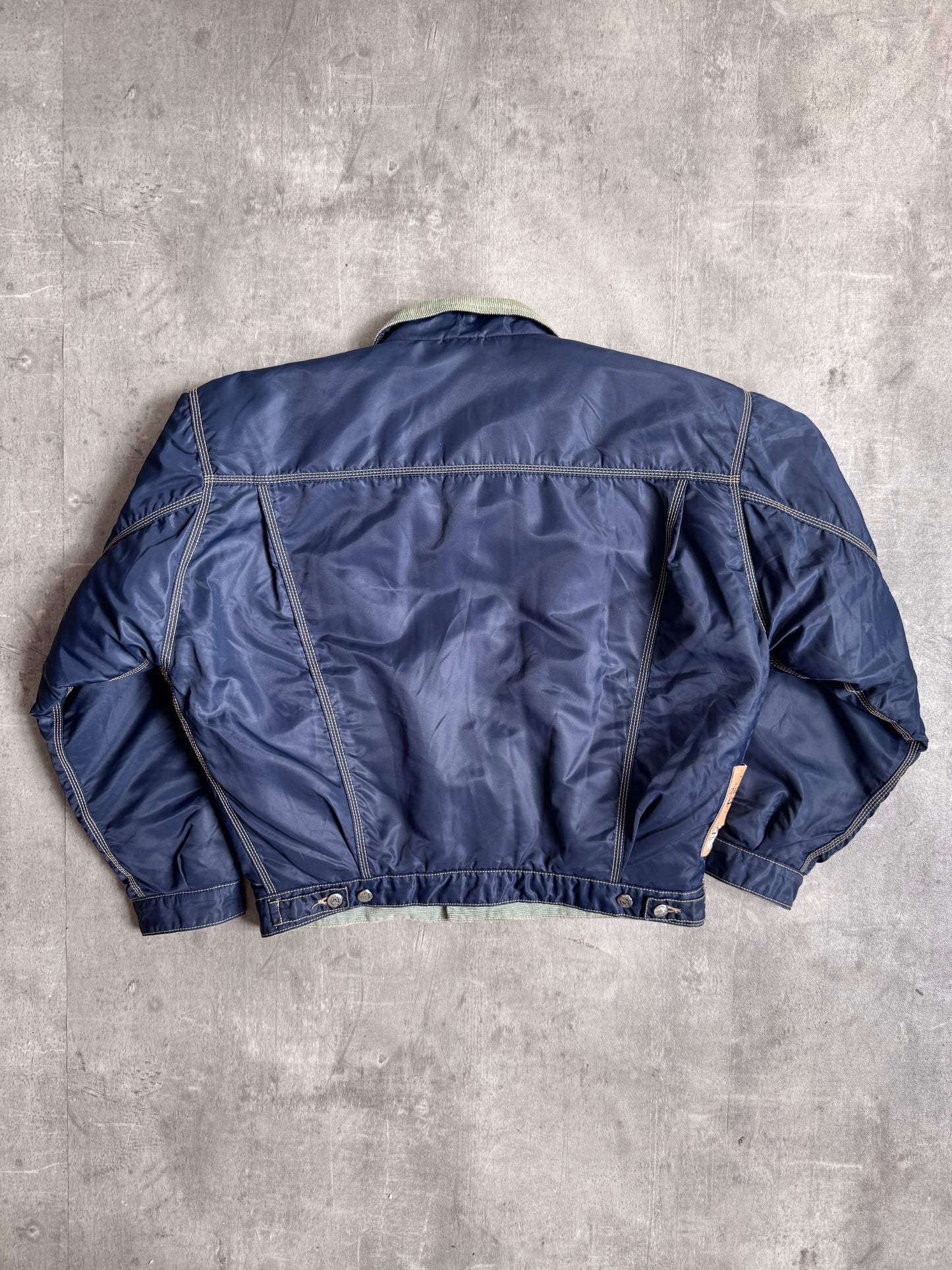 1990s Diesel Padded Nylon Navy Trucker Jacket