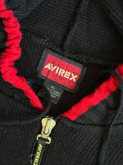 2000's Avirex Jaquard Graphic Chunky Knit Cardigan