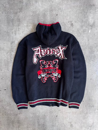 2000's Avirex Jaquard Graphic Chunky Knit Cardigan