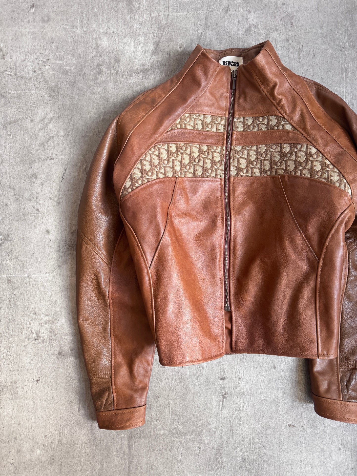 VT Rework: Dior Monogram Structured Brown Leather Cropped Jacket