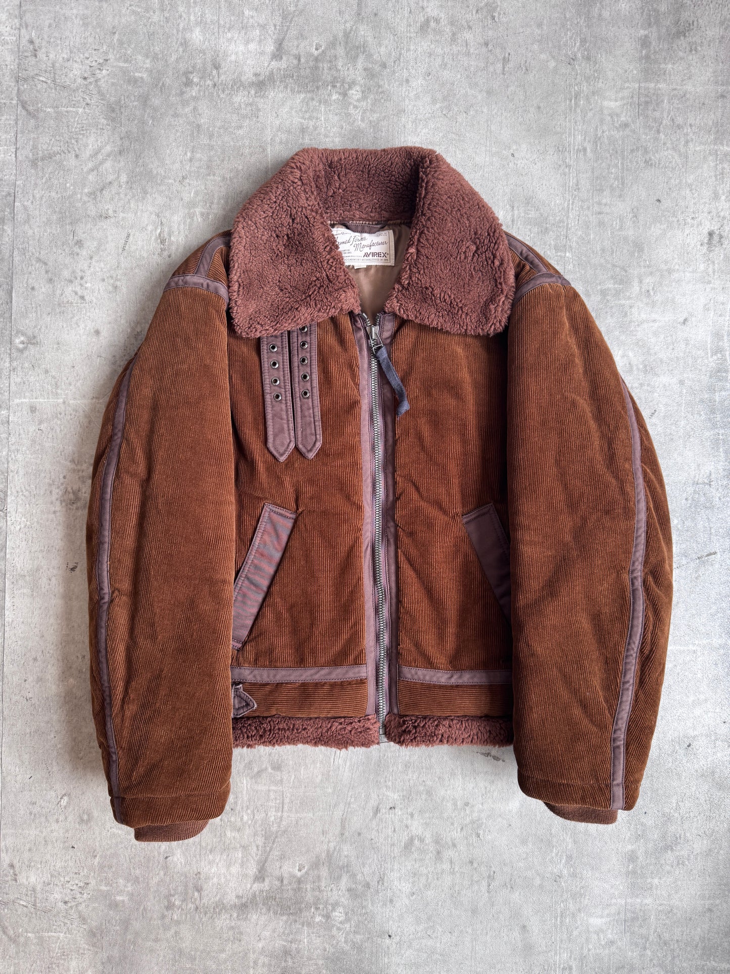 Avirex Brown Corduroy Thermolite B3 Shearling Flight Jacket
