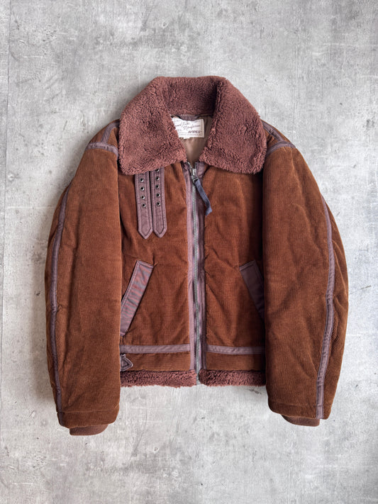 Avirex Brown Corduroy Thermolite B3 Shearling Flight Jacket