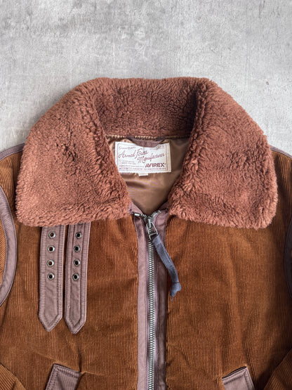 Avirex Brown Corduroy Thermolite B3 Shearling Flight Jacket