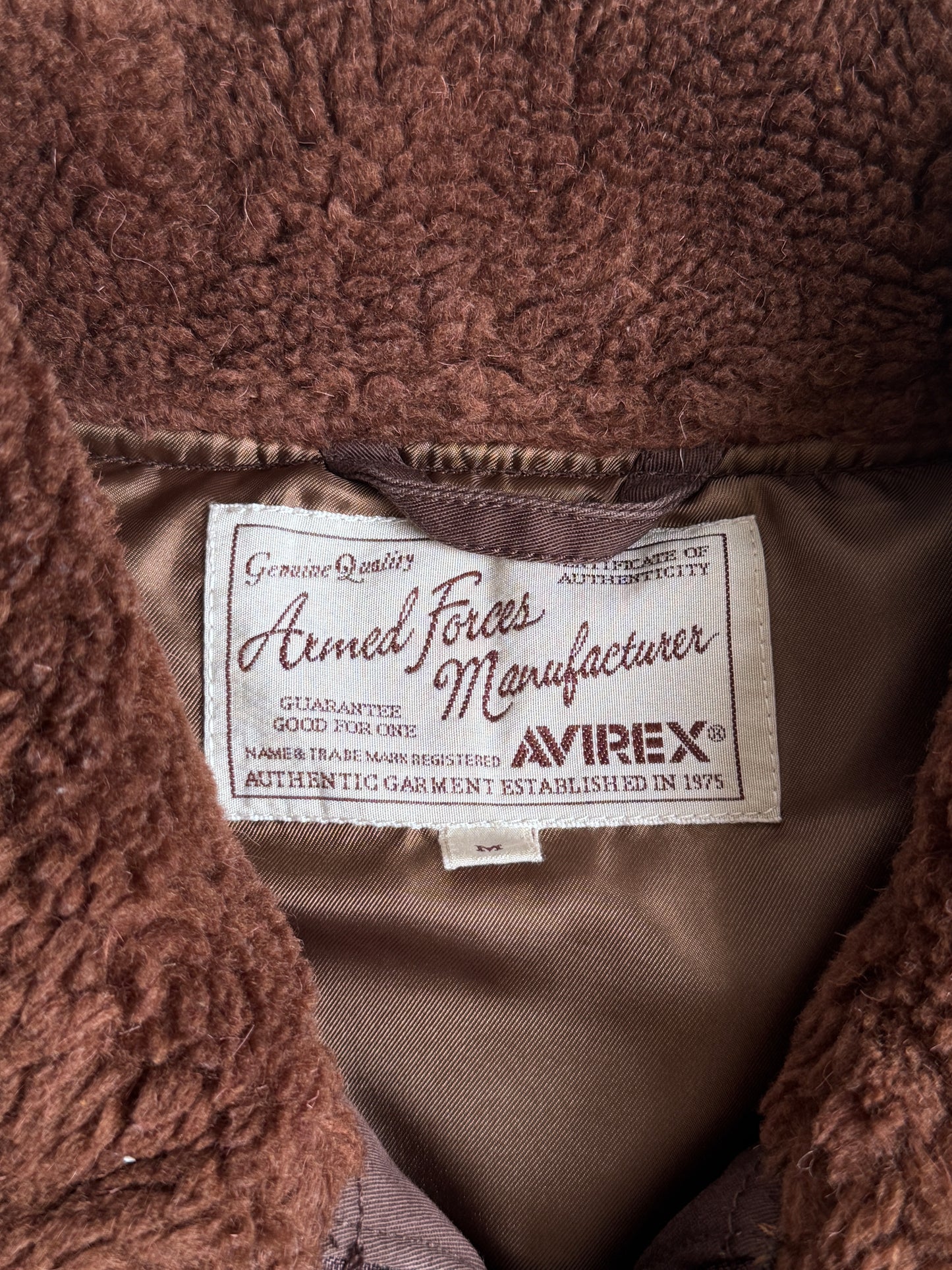 Avirex Brown Corduroy Thermolite B3 Shearling Flight Jacket