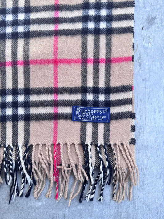 Burberry 100% Cashmere Beige Nova Check Scarf