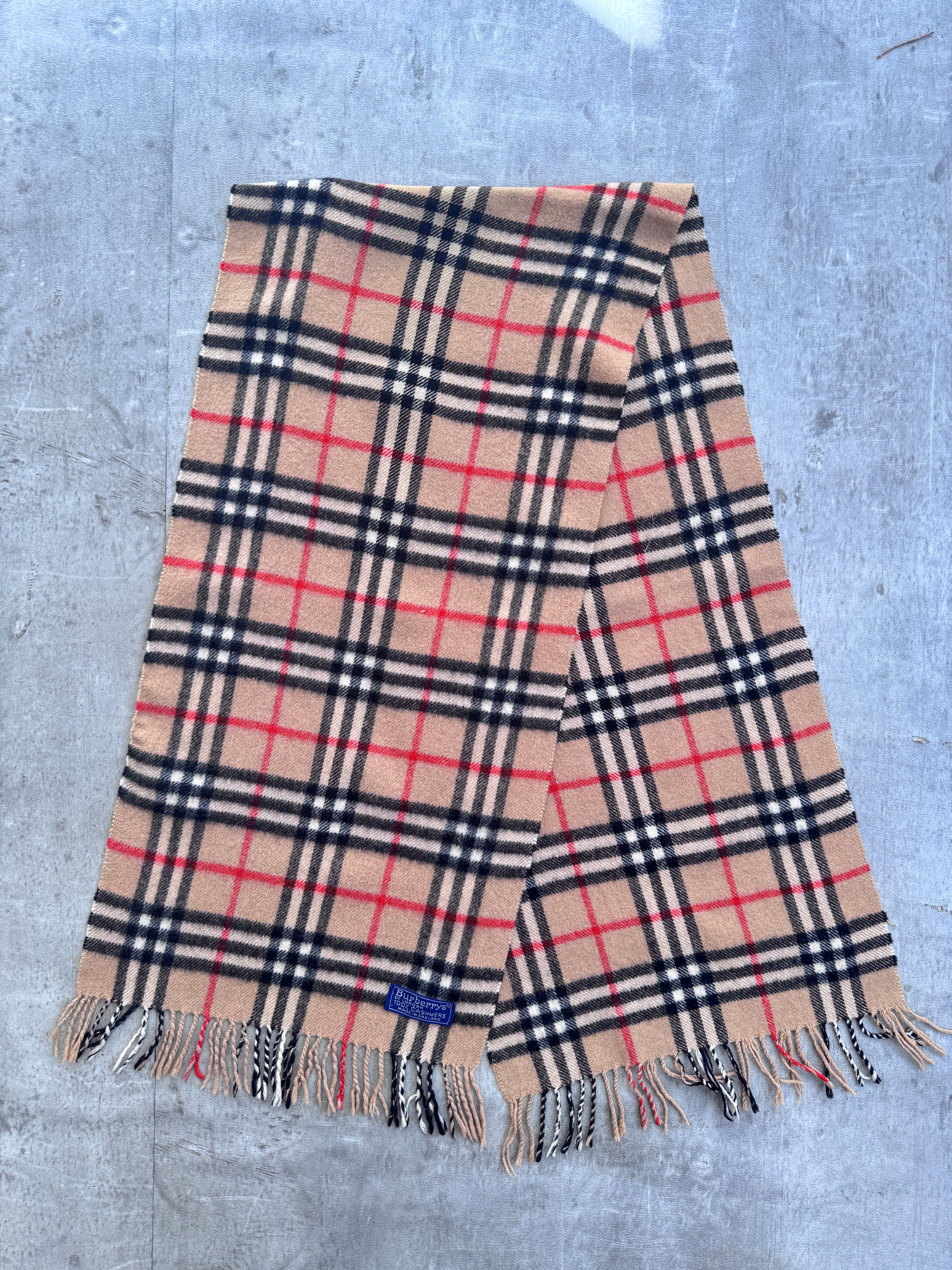 BURBERRY CASHMERE 100% マフラー　ノバチェック　ビンテージ Burberry 100% Cashmere Beige Nova Check Scarf – Vintage