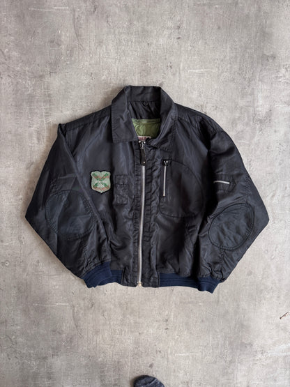 1990s East Boy Black Padded MA-1 Bomber Jacket