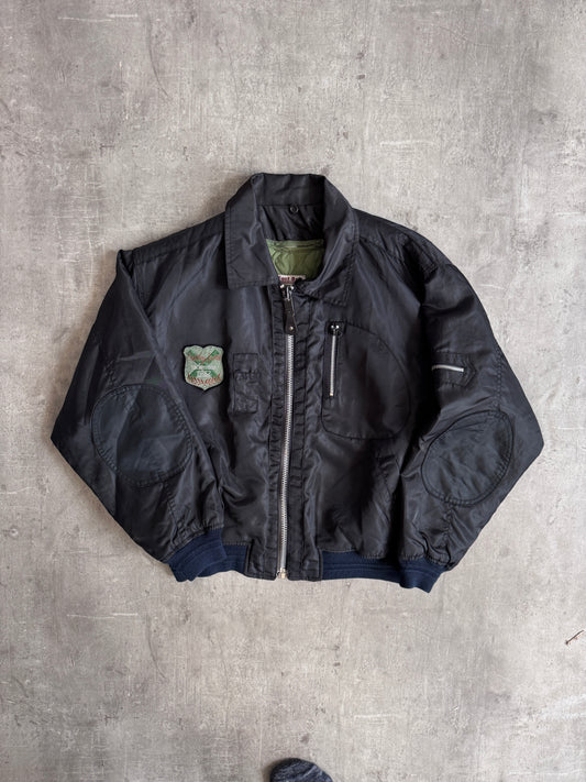 1990s East Boy Black Padded MA-1 Bomber Jacket