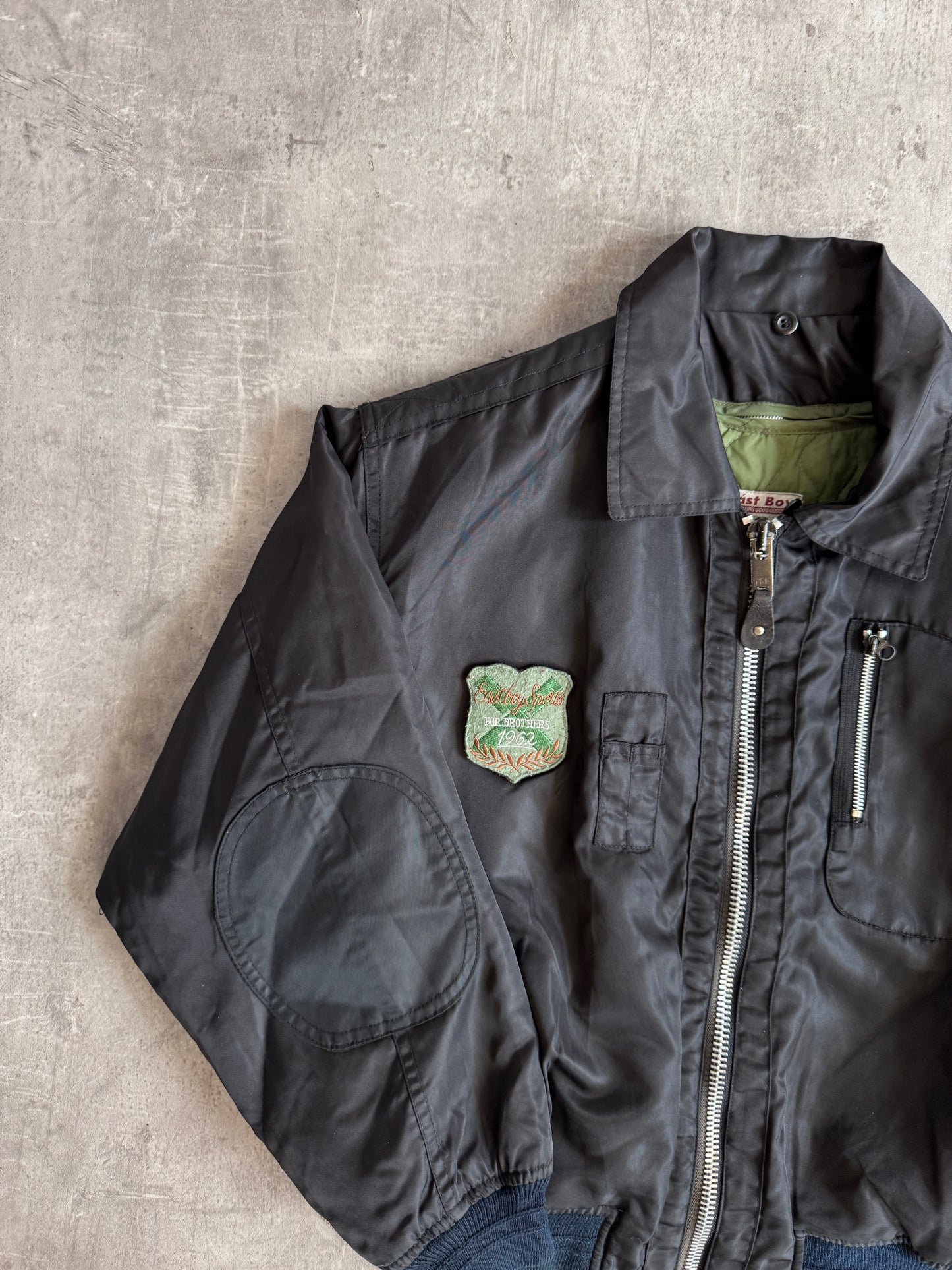 1990s East Boy Black Padded MA-1 Bomber Jacket