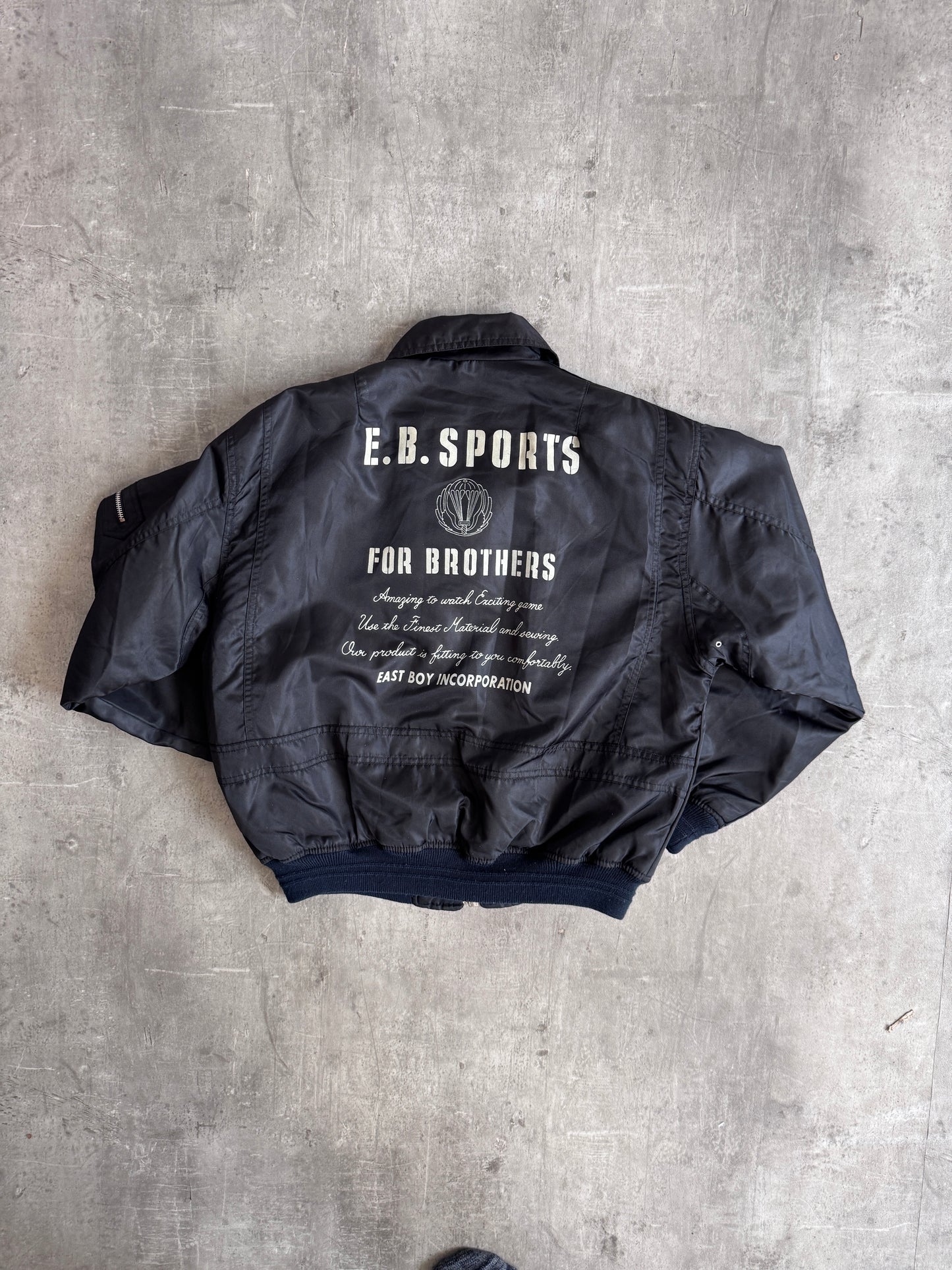 1990s East Boy Black Padded MA-1 Bomber Jacket
