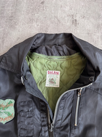 1990s East Boy Black Padded MA-1 Bomber Jacket