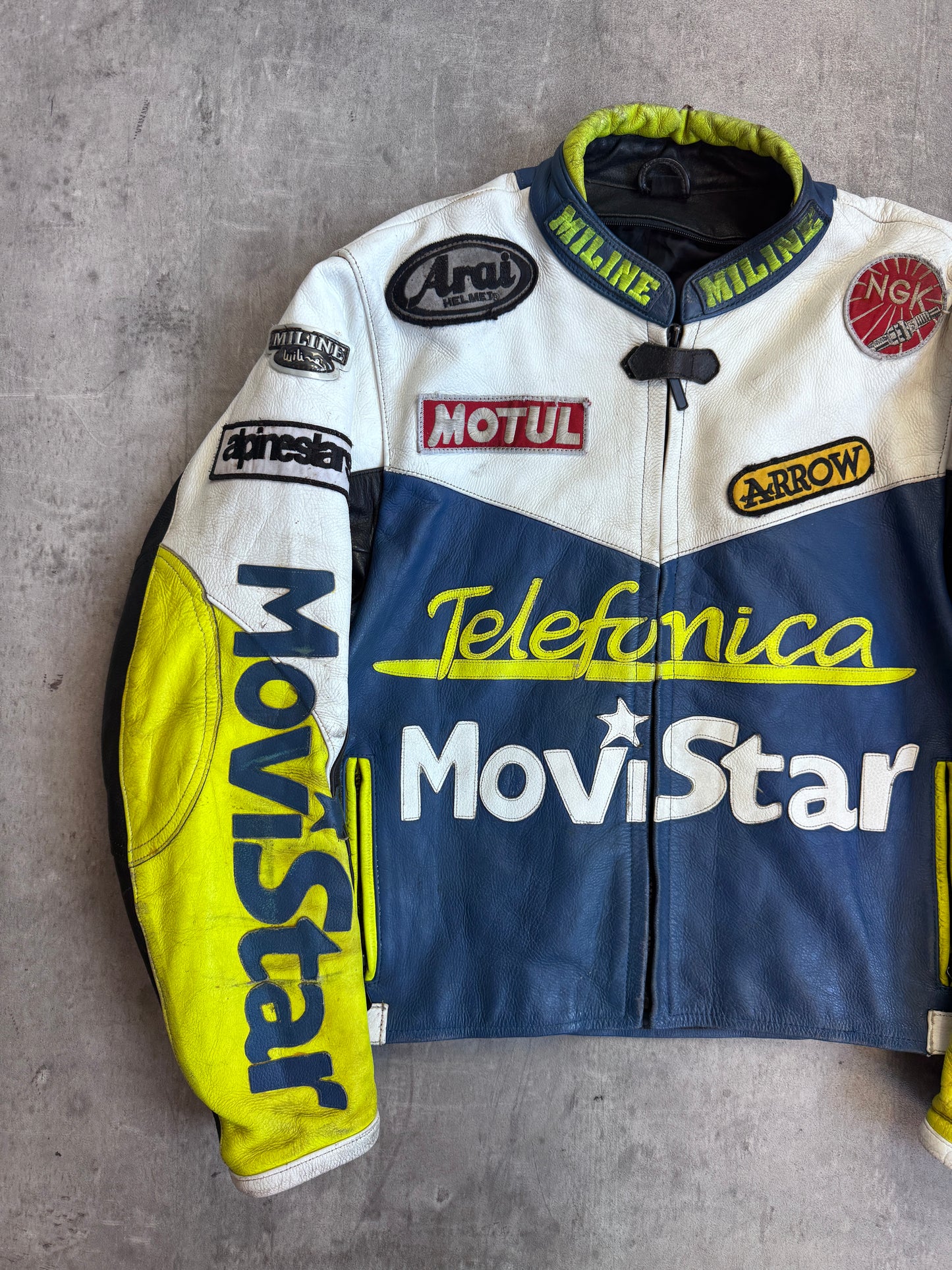 Miline Telefonica Moviestar Neon Detail Patched Racing Jacket