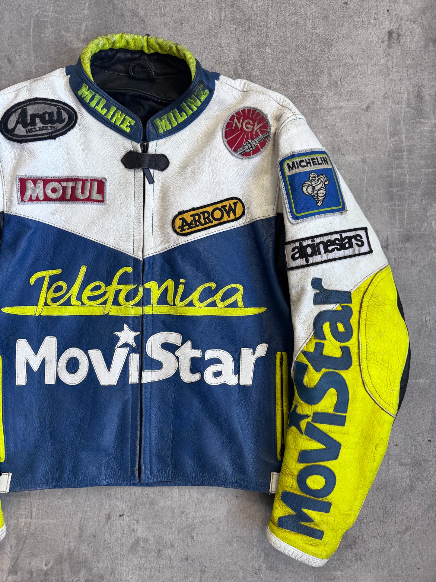 Miline Telefonica Moviestar Neon Detail Patched Racing Jacket