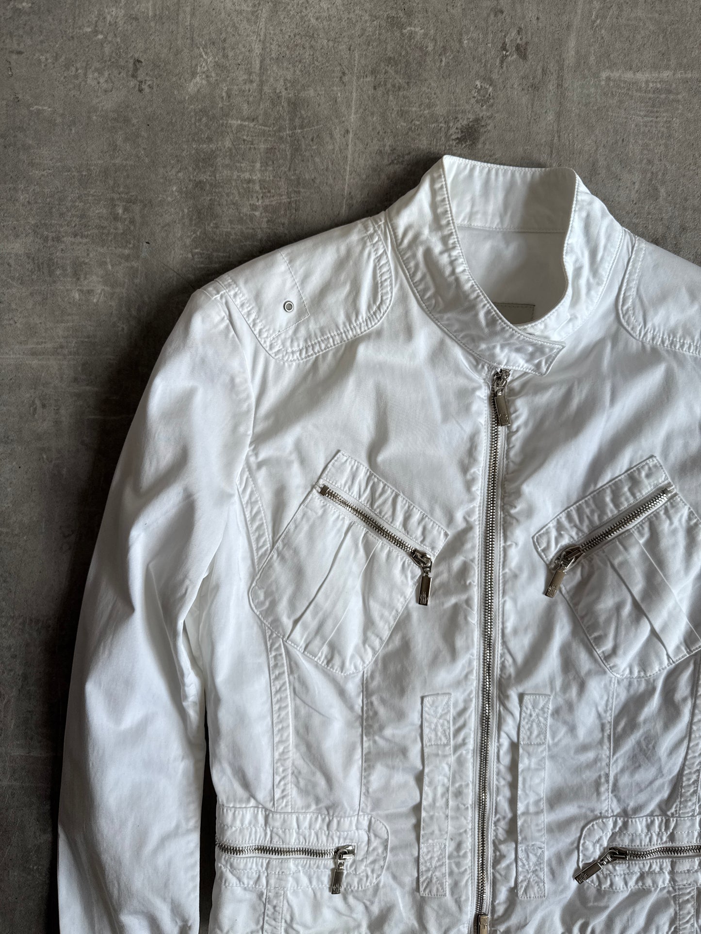 Moncler White Lightweight Cotton Utility Jacket