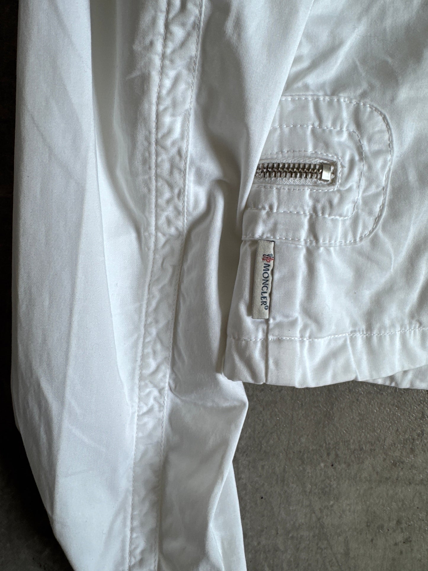 Moncler White Lightweight Cotton Utility Jacket