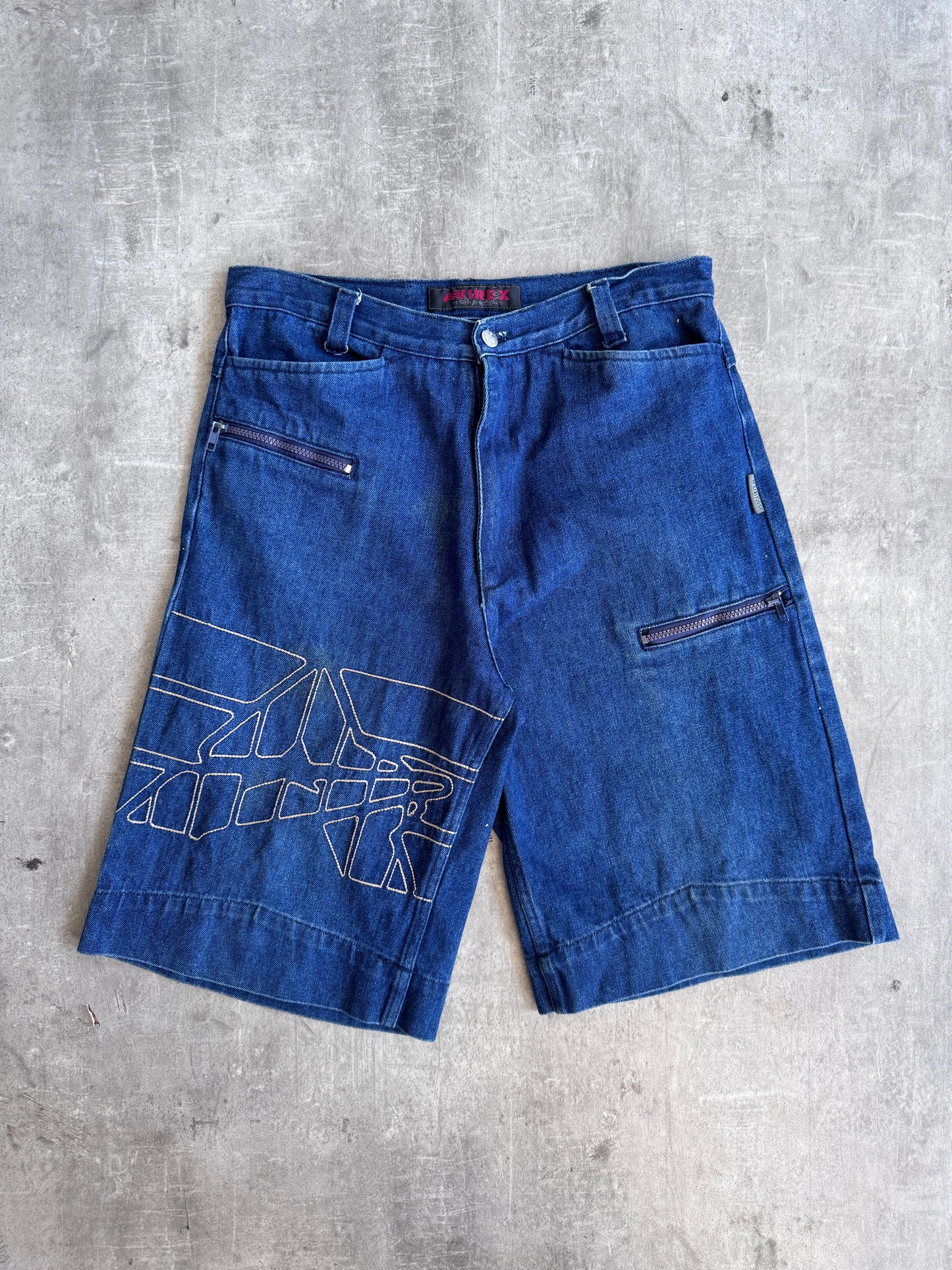 2000 Avirex Embroidered Logo Patch Denim Jorts