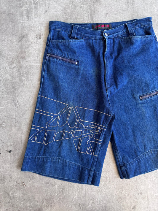 2000 Avirex Embroidered Logo Patch Denim Jorts