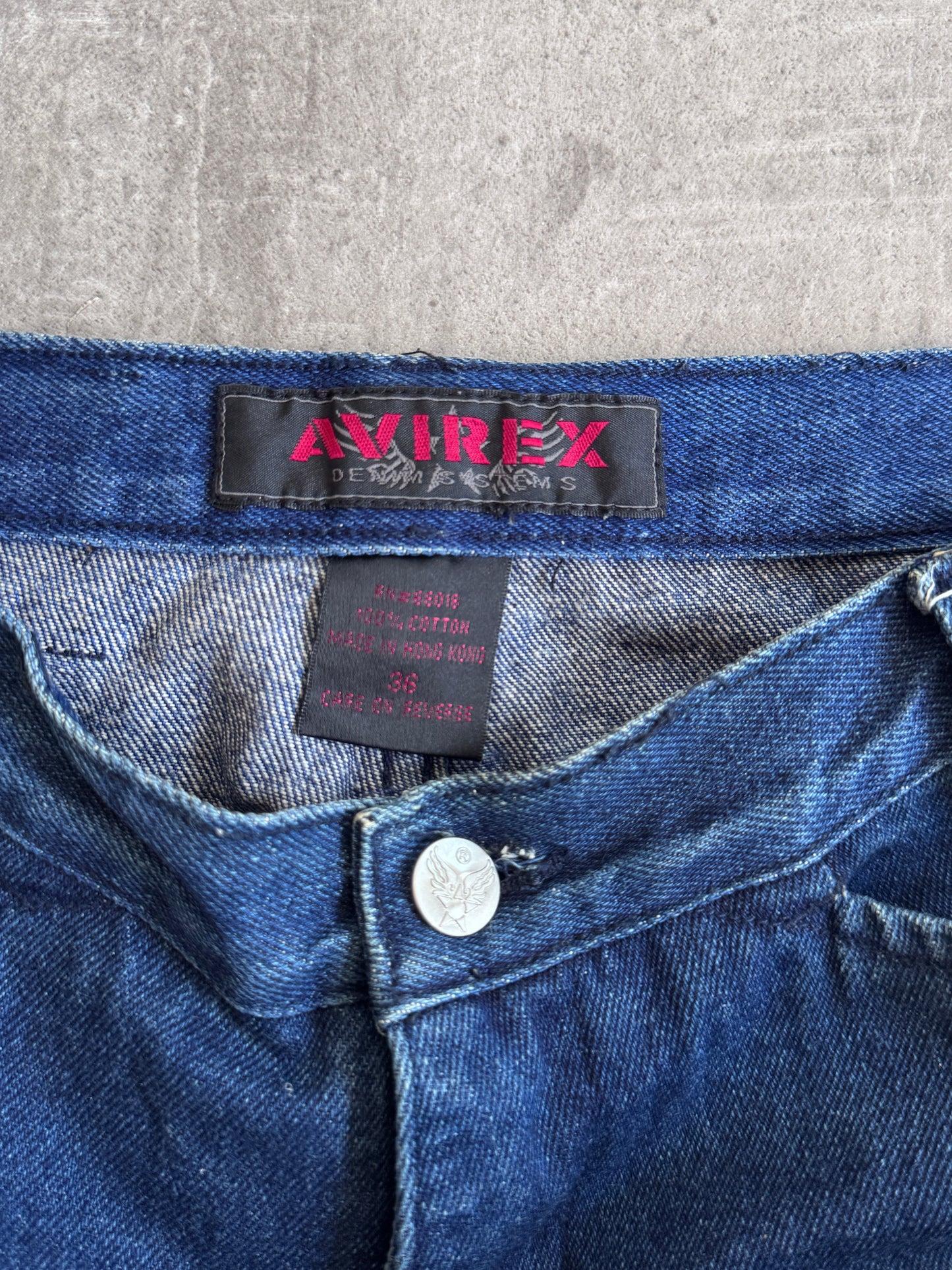 2000 Avirex Embroidered Logo Patch Denim Jorts
