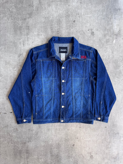 2000 Avirex USA Logo Back Patch Denim Jacket